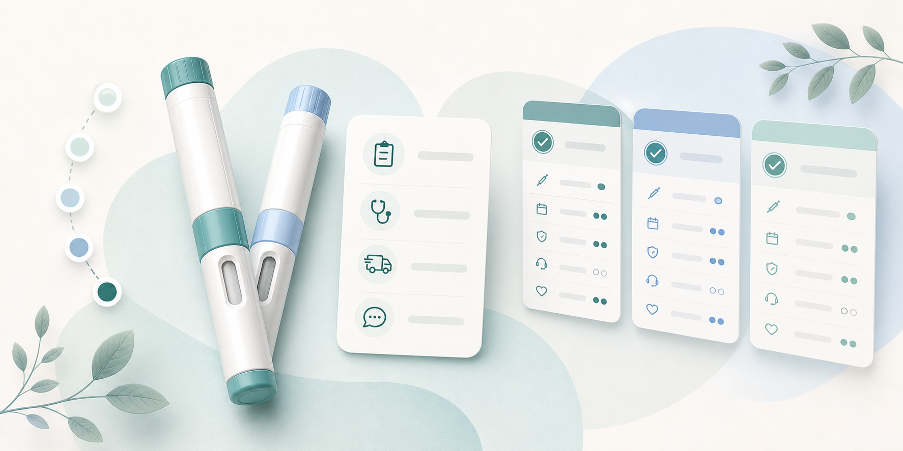 Illustration of weekly injection comparison, dose steps and provider checks